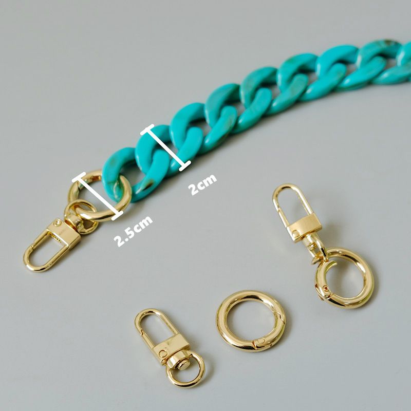 Catena decorativa per borsa spessa staccabile fatta a mano in resina acrilica a lisca di pesce colorata alla moda con blocchi di colore_voghion.com