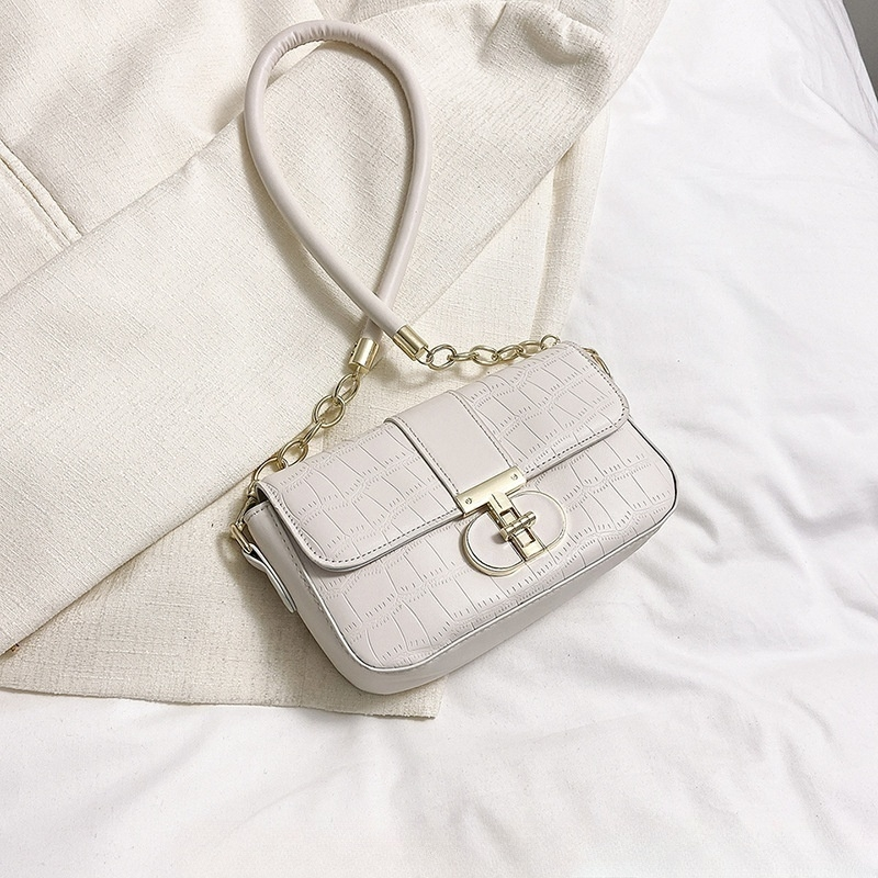 Borsa tote a tracolla semplice da donna alla moda con chiusura a spalla in rilievo in coccodrillo_voghion.com