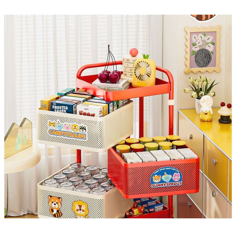 Dopamine Étagère de rangement multicouche pour cuisine et salon, rotative, sans installation, petit chariot, snack, jouet_voghion.com