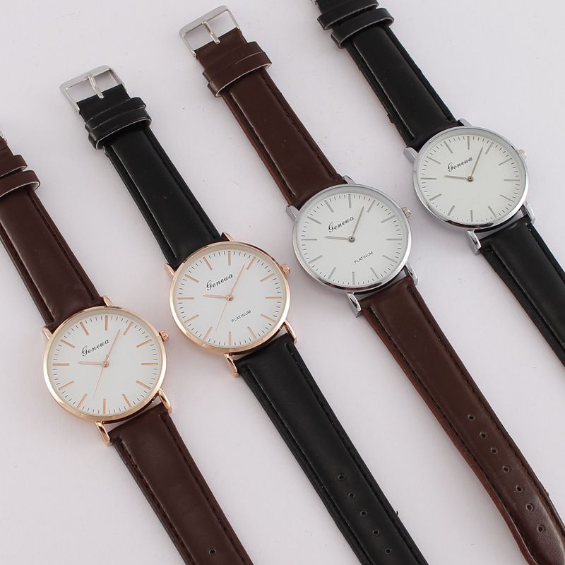 Orologio al quarzo da uomo con cinturino semplice ultrasottile Geneva_voghion.com