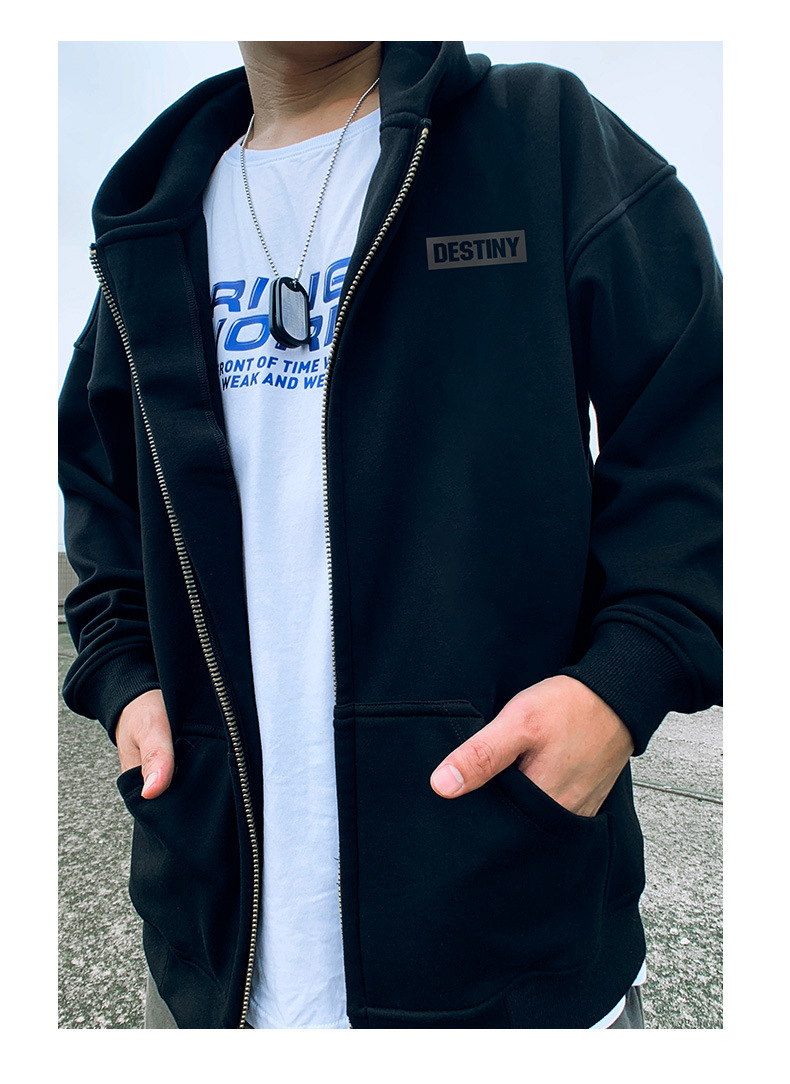 Felpa con cappuccio con cerniera di marca taglie forti Abito da coppia Primavera e autunno Maglione cardigan alla moda da uomo grasso_voghion.com