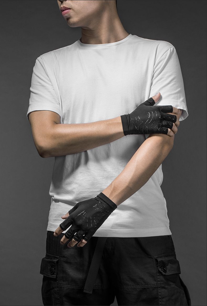Gants de vélo Rockbros Ice Silk à deux doigts pour homme et femme, protection solaire, pour la conduite, la pêche et l'équitation_voghion.com