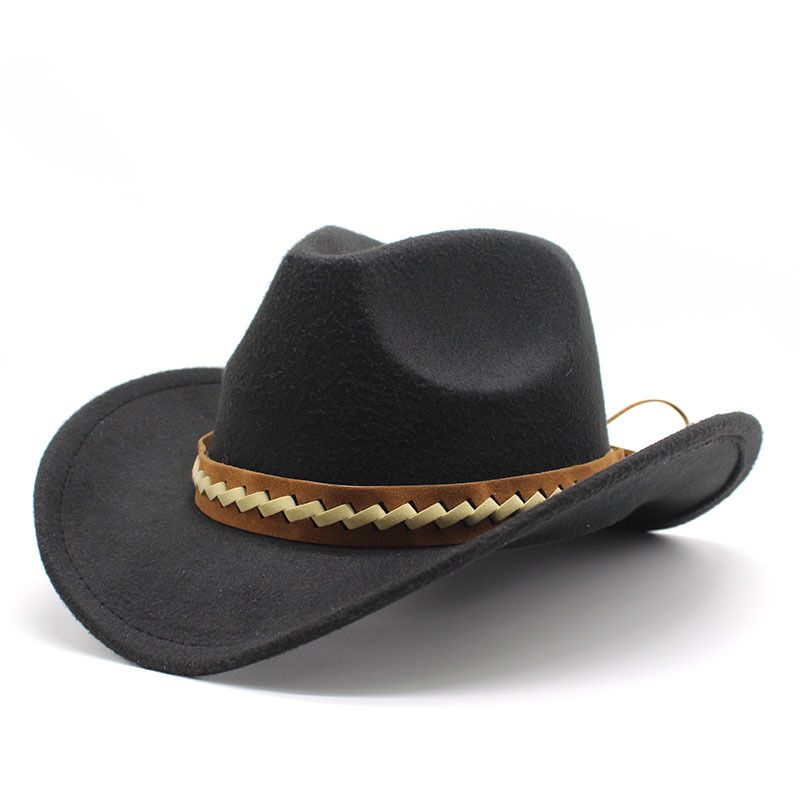 Tibetan ethnic style spring, autumn, winter men and women's woolen western cowboy with large wide brim sun top hat_voghion.com