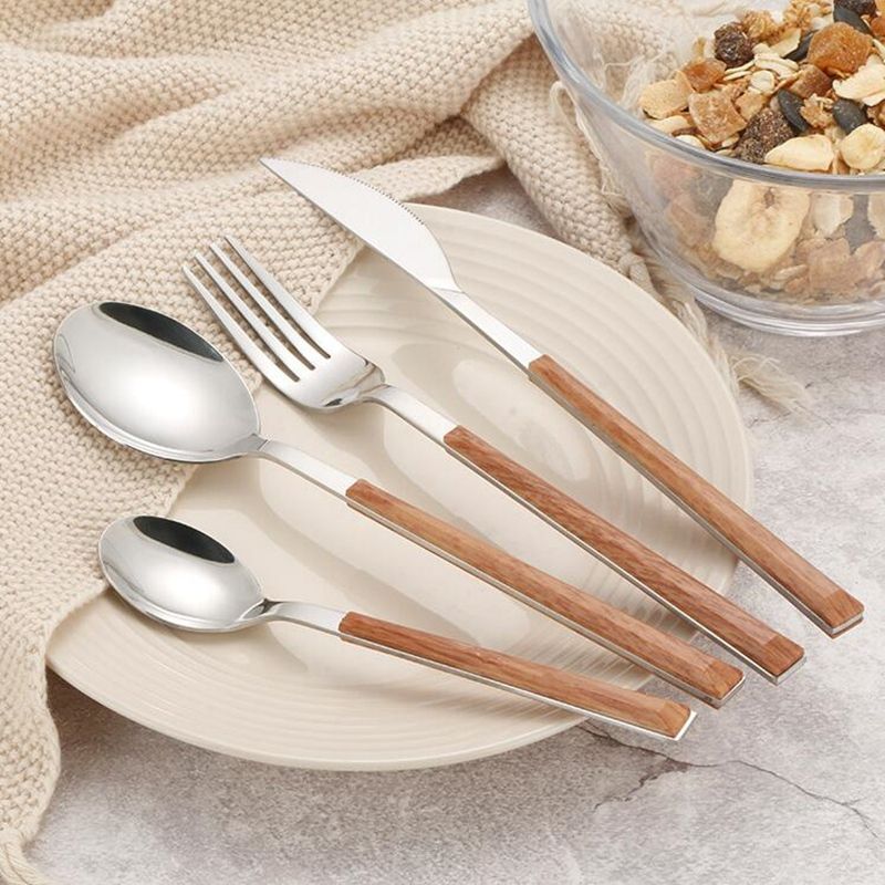 Posate con manico in legno - Set in acciaio inossidabile 304_voghion.com