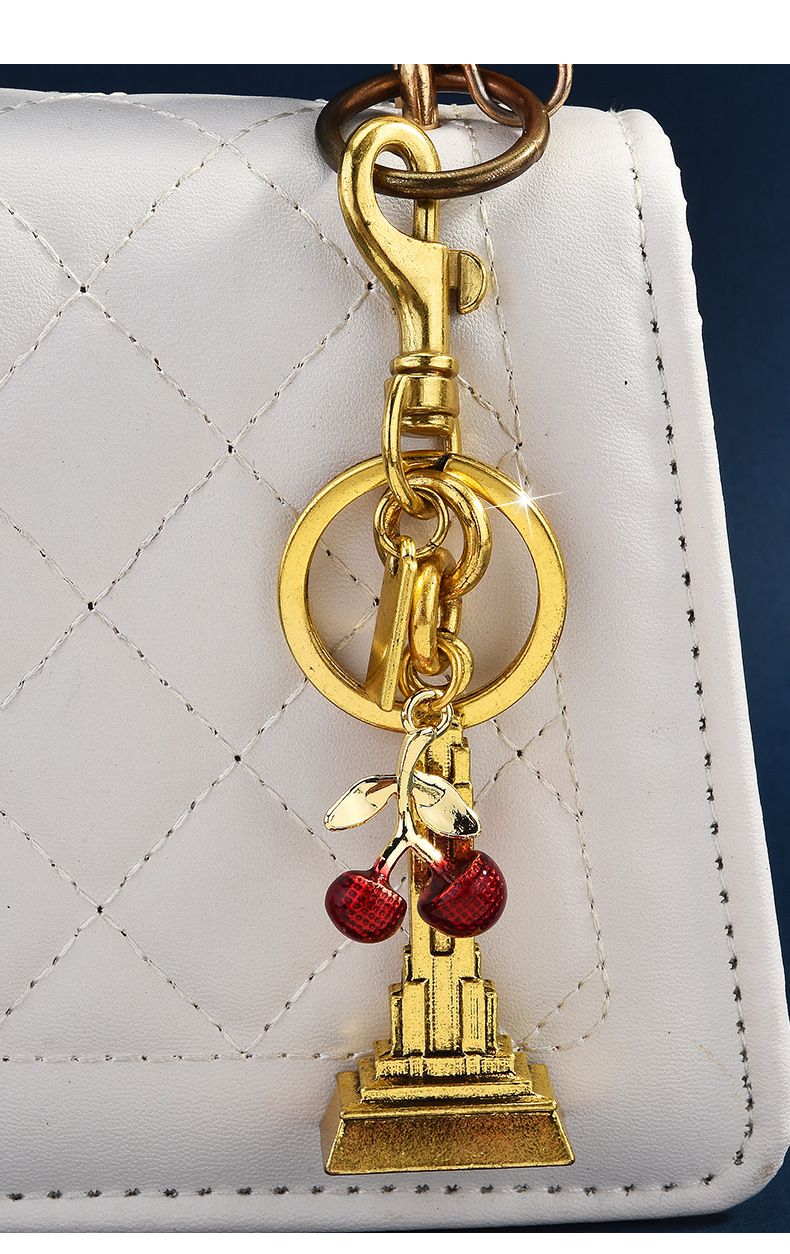 Kirsche Gebäude Turm Schlüsselanhänger Tasche Mode Anhänger Schlüsselanhänger Zubehör_voghion.com