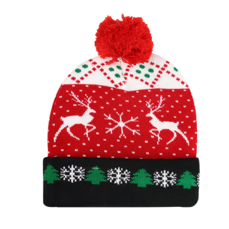Hat  new style removable battery colorful luminous knitted hat Santa Claus LED light Christmas hat_voghion.com