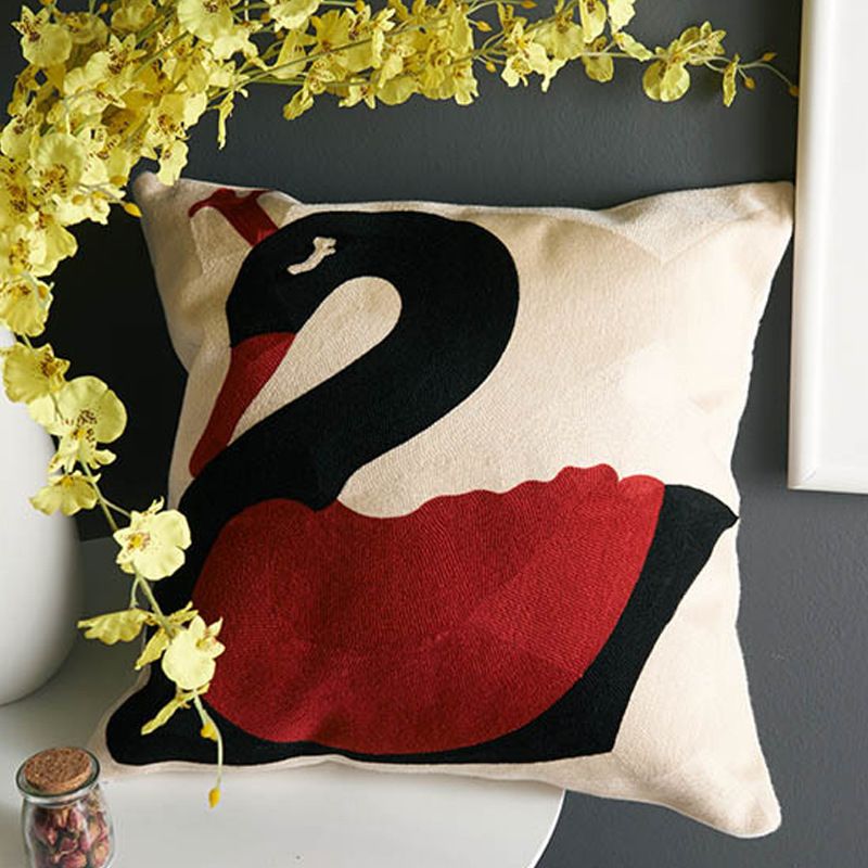 Factory direct high-grade cotton towel embroidery sofa pillow case flower and bird cotton embroidery cushion gift customization_voghion.com