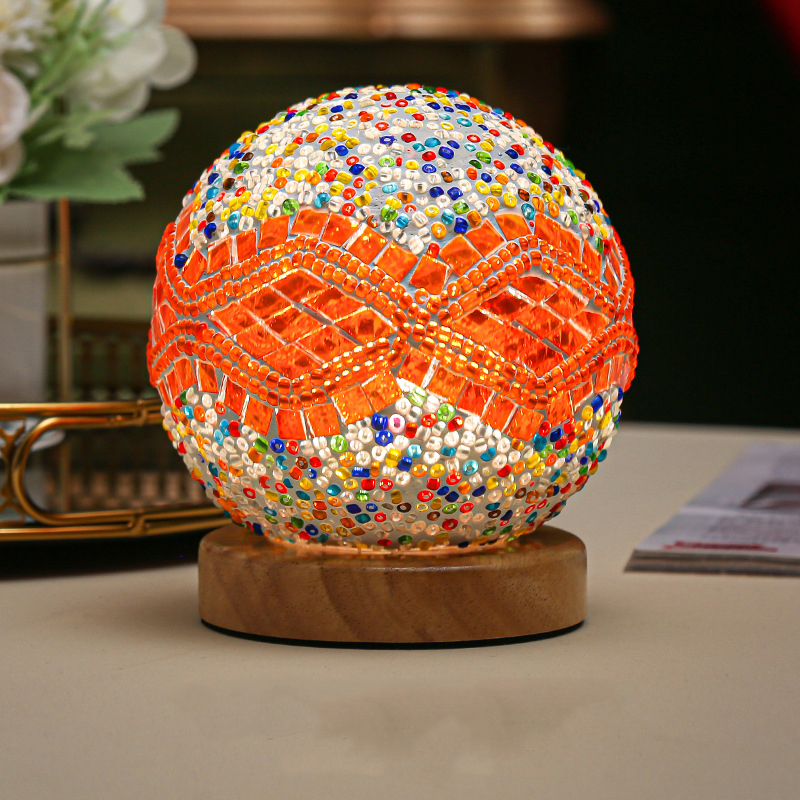 LED créative baroque veilleuse romantique et libre Style bohème créatif charge lampe de Table décorative en verre lumière_voghion.com