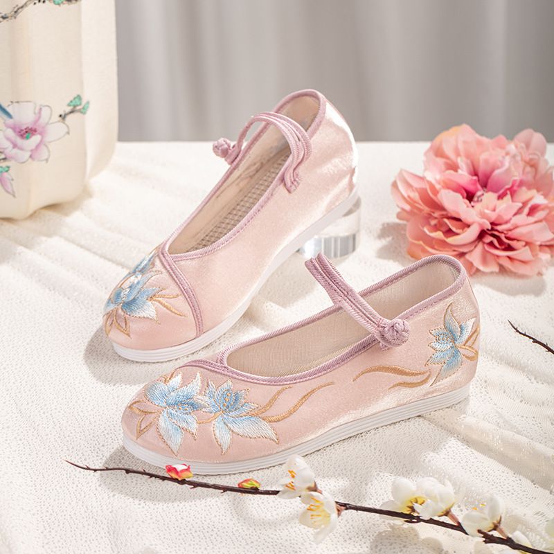Damenschuhe für Frühling und Sommer, neue Stoffschuhe im antiken Stil, bestickte Schnalle, bestickte Schuhe, Stoffschuhe im Ethno-Stil, weiche Sohle, größere Größe_voghion.com
