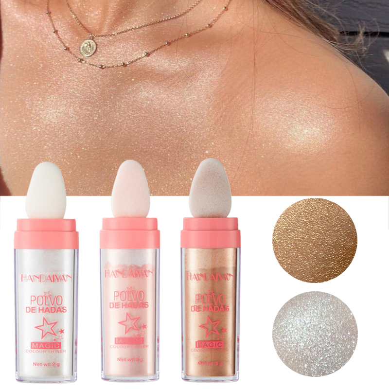 Pudră iluminatoare Diamond Glow, auriu, roz, alb, strălucitor, ușor de utilizat, pentru conturul corpului și față, iluminare strălucitoare, machiaj_voghion.com