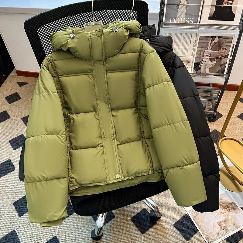 Women's Puffer Jacket Winter Oversized Hooded Short Coat Thickened Warm Polyester Cotton Coat_voghion.com