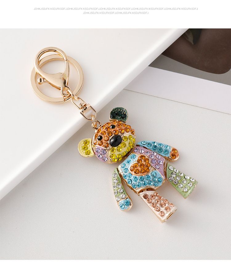 Cartoon Fashion Colorful Cute Bear Metal Animal Keychain Car Pendant Scenic Gift Ornament_voghion.com