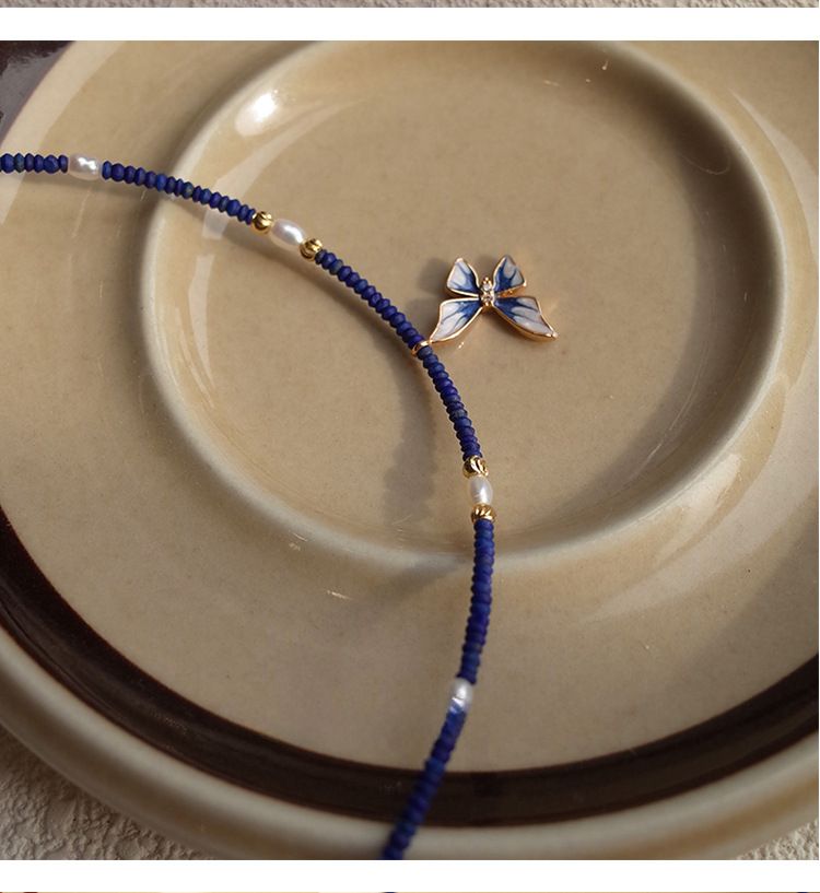 Butterfly Natural Lapis Lazuli Pearl Does Not Fade, Women's Autumn And Winter High-end Sense Niche Versatile Collarbone_voghion.com