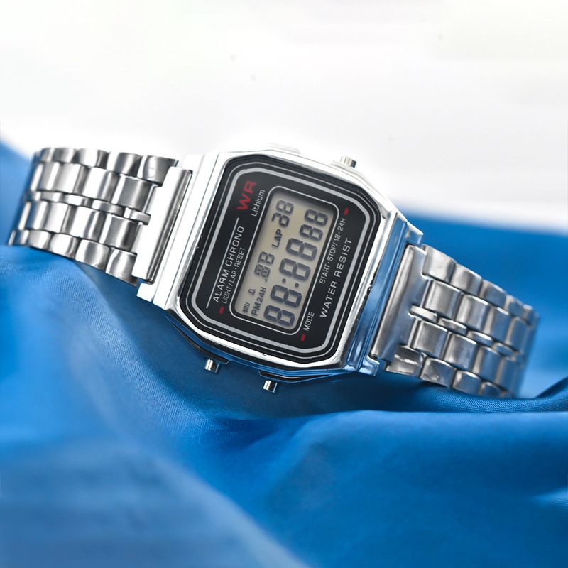 Stalen band horloge Dameshorloge Heren zakelijk horloge Multifunctioneel Led digitaal sporthorloge Elektronische klok_voghion.com
