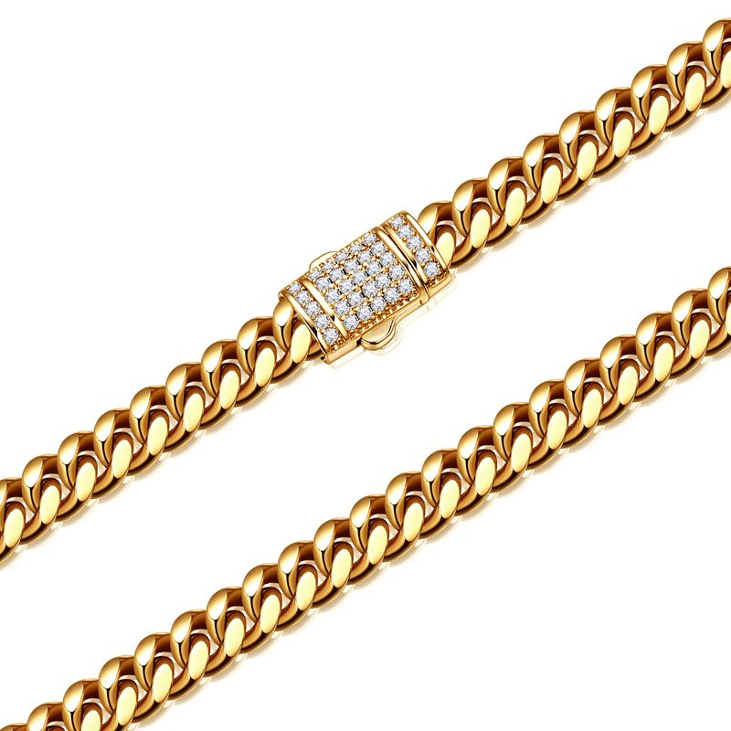 Collana cubana in oro con zirconi bianchi e micro intarsi, catena con crittografia, 6 mm e 14 mm._voghion.com