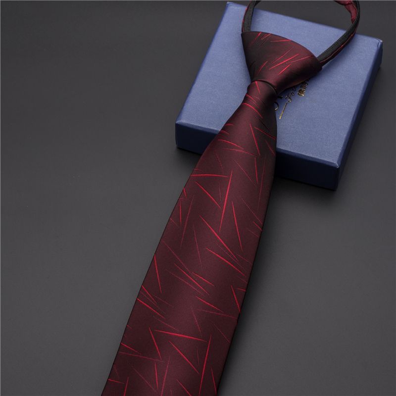 Unisex Black men's tie Striped Blue Business tie Lazy zip tie_voghion.com