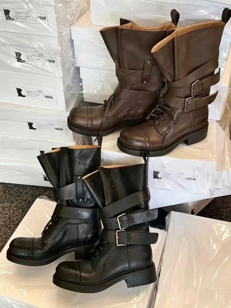 Zees Cowhide Retro British Style Martin For Women New Thick Heel Belt Buckle Short Slimming Motorcycle Versatile Single Boots_voghion.com