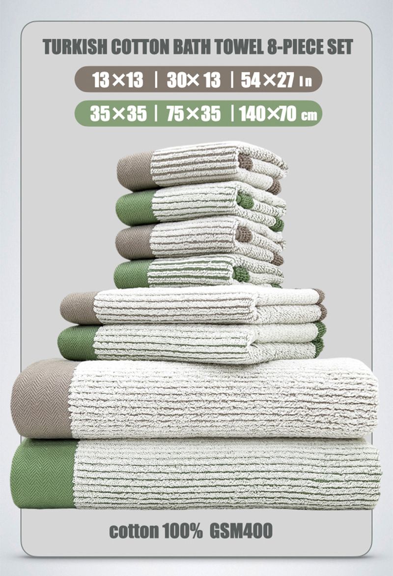 Set van 8 premium katoenen handdoeken - Klasse A-gecertificeerd (badhanddoek, gezichtshanddoek en washandje, ultrazacht en zeer absorberend)_voghion.com