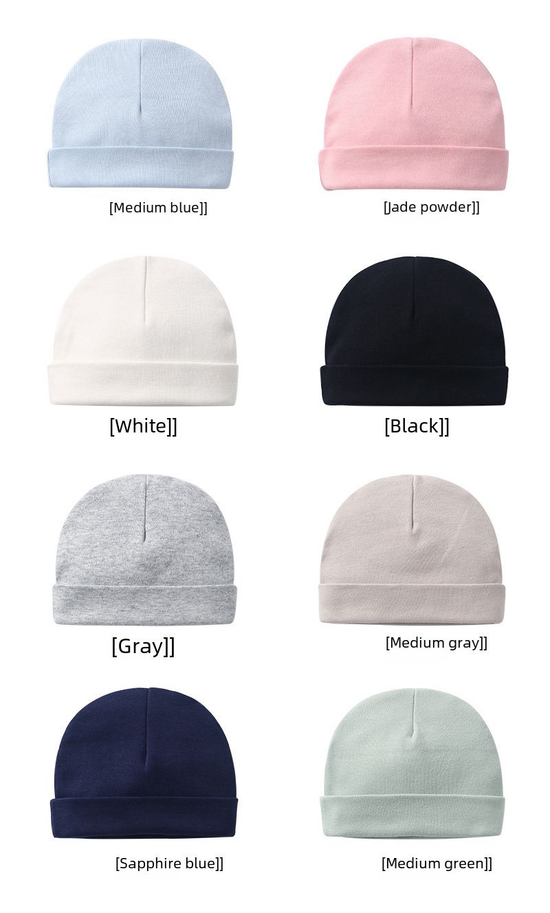 Babymütze Herbst und Winter neue einfarbige doppellagige Kuppelmütze aus Baumwolle warme Babypullovermütze Neugeborenen-Fetalmütze_voghion.com
