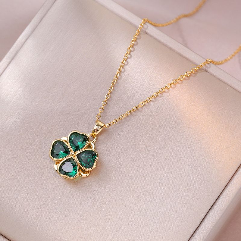 Conjuntos de joyas para mujer, collar con corazón de circonita, anillo giratorio con forma de corazón de melocotón, conjunto de pulsera, cadena para clavícula_voghion.com