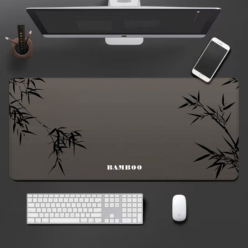 Minimalist Black Mouse Large Size High-End Feel Office Desk Mat Laptop Non-Slip Dirt-Resistant Keyboard Pad_voghion.com