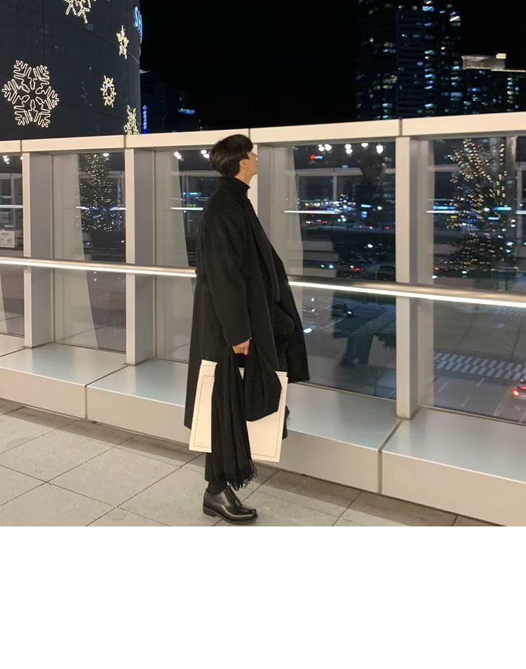 Men’s Double-Layer Wool Overcoat – Korean Style Long Trench Coat With Premium Feel_voghion.com