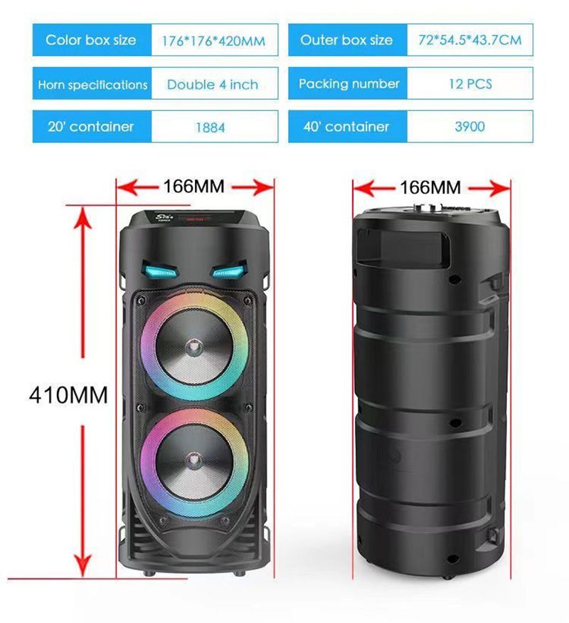 ZQS4239 Dual 4inch Multi-Function Subwoofer Square Dance Outdoor Bluetooth Mobile Karaoke Speaker_voghion.com