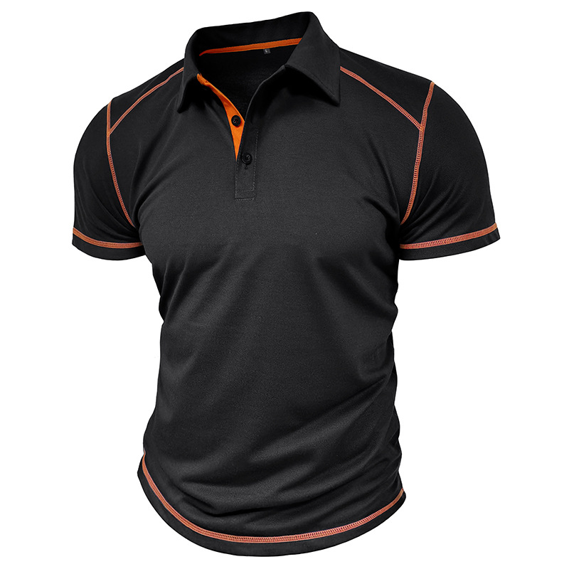 Man's clothing Men's short-sleeved polo shirt for men color matching lapel polo suit for men_voghion.com