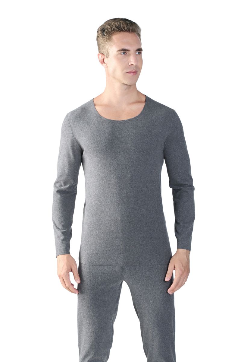 Herren Herbst Winter neuer Stil mit zusätzlichem Fett und Größe, beheiztes deutsches doppelseitiges Samt-Langarm-Warmunterwäsche-Set_voghion.com