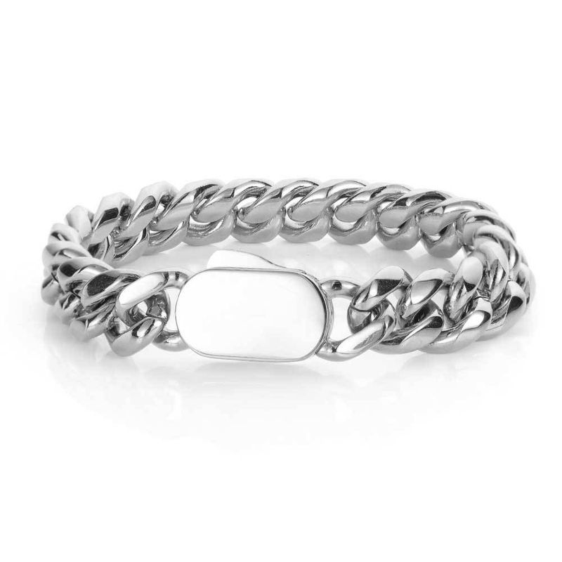 Men And Women's Jewelry Stainless Steel Cuban Link Chain Bracelet With Spring Clasp Hip Hop Style Titanium Steel 18K Gold Plated Unisex Accessory_voghion.com