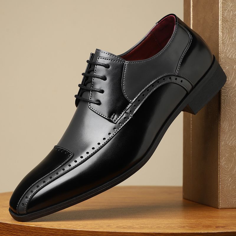 New Trendy Non-Slip Breathable Color-Block Business Work Men's Patchwork Casual Versatile Leather Shoes Men_voghion.com