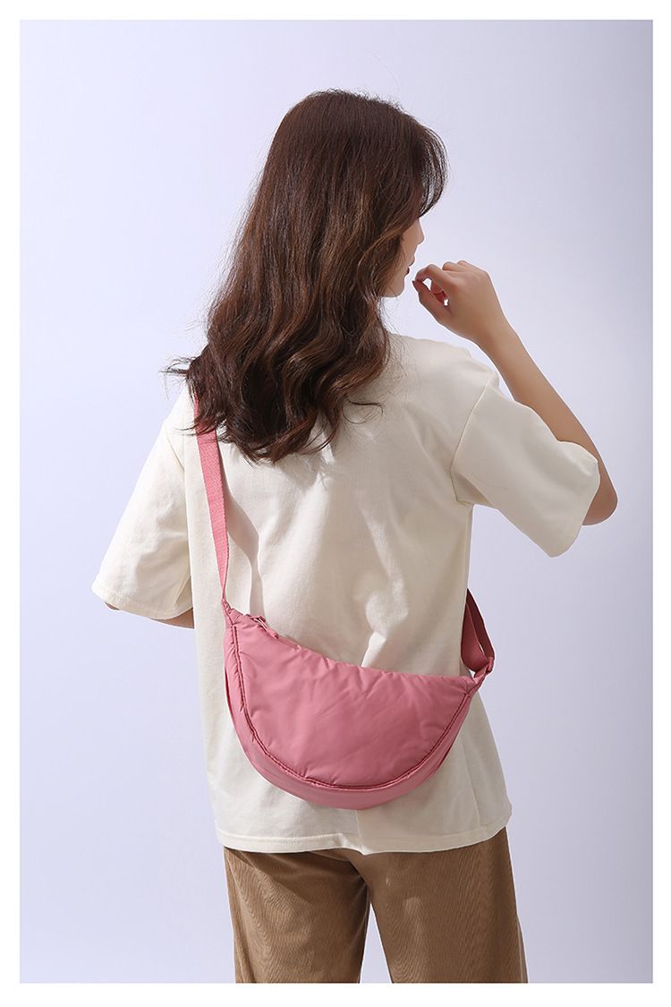 Borsa a tracolla portatile semplice da donna in nylon imbottito in tinta unita, borsa da viaggio_voghion.com
