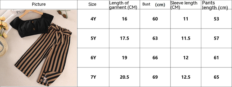 Lányka szett 2024 Nyár Új Egyvállas Rövid Ujjú Felső Csíkos Hosszú Nadrág Kétrészes Kabát Gyermekruházat_voghion.com