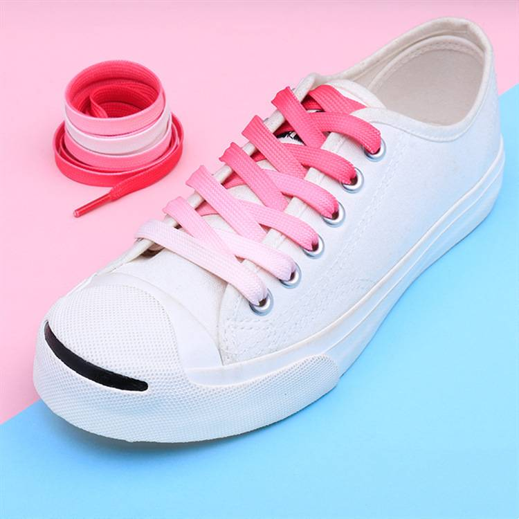 Schuhzubehör Farbverlauf Schnürsenkel Sportschuhe weiße Schuhe Segeltuchschuhe Kinder Persönlichkeit trendige flache Schnürsenkel_voghion.com