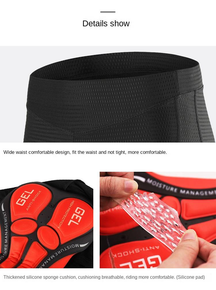 Pantaloncini da ciclista da uomo NOKO-ARSUXEO traspiranti ad asciugatura rapida con imbottitura in silicone spessa stampata_voghion.com