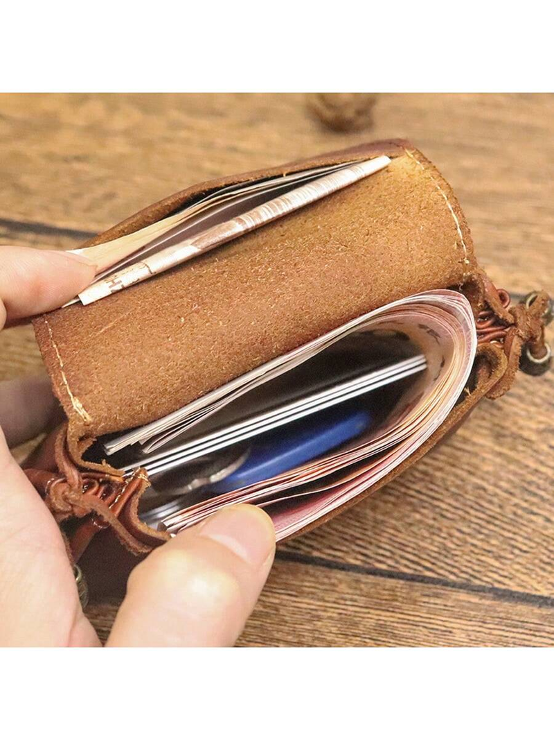Leather Vintage Small Key Bag, Card Bag, Wallet, Small Storage Bag_voghion.com