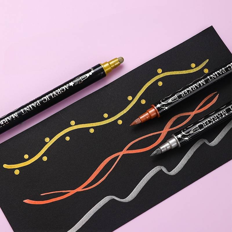 Acryl-Metallmarker-Set mit Doppelspitze – 24 leuchtende Farben, kein Ausbluten, mischbare Tinte auf Wasserbasis für Studenten und Künstler_voghion.com