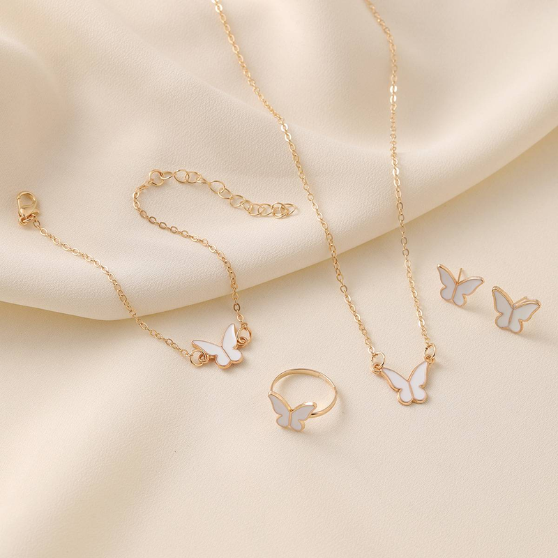 Collane La collana con farfalla smaltata bianca è squisita, semplice e versatile, moda di nicchia, catena per clavicola di alta gamma, set di collane per temperamento_voghion.com