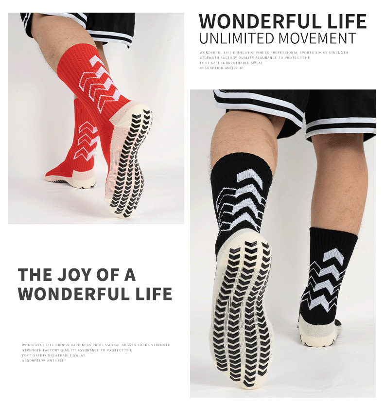 Men's Socks Non Junk Goods Non Slip Football Socks Men's Thick Towel Bottom Mid Tube Socks Wear Resistant Dotted Sports Socks Adult Training Socks_voghion.com