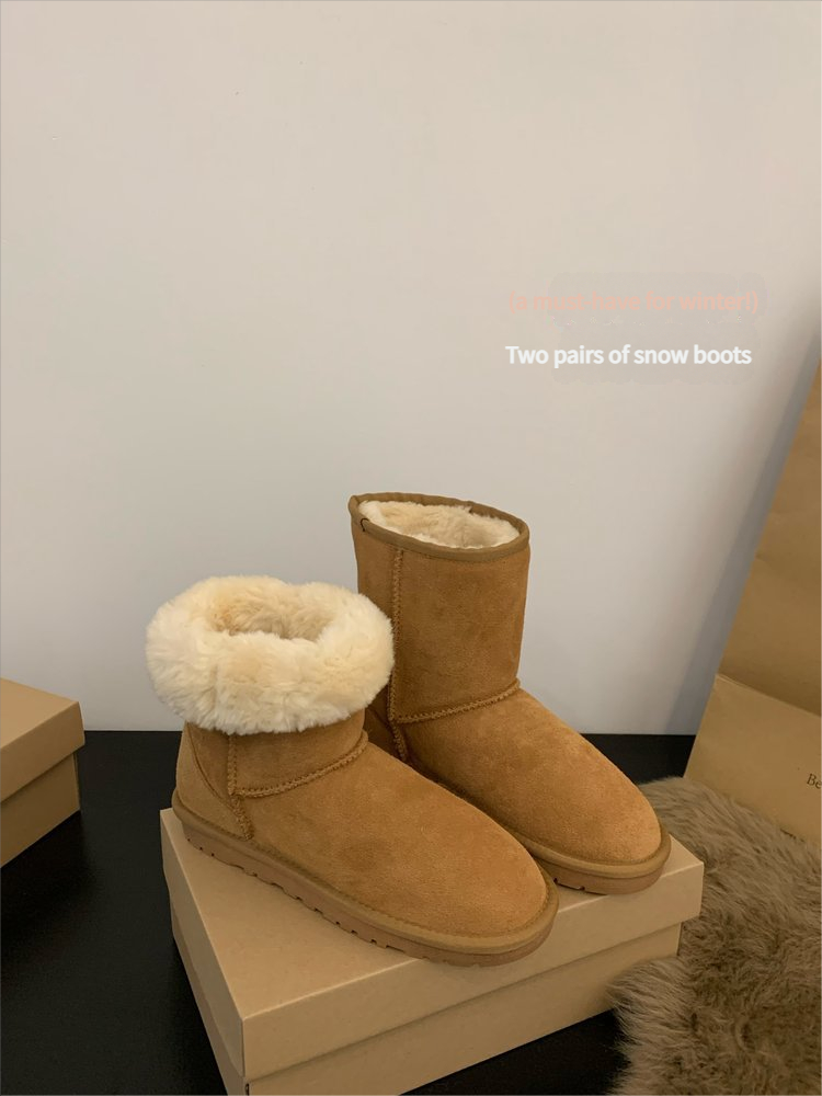 Damenstiefel 2025, neu, warm, mit Fleecefutter, dicker Polsterung und pelzigen Baumwollschuhen, rutschfest._voghion.com