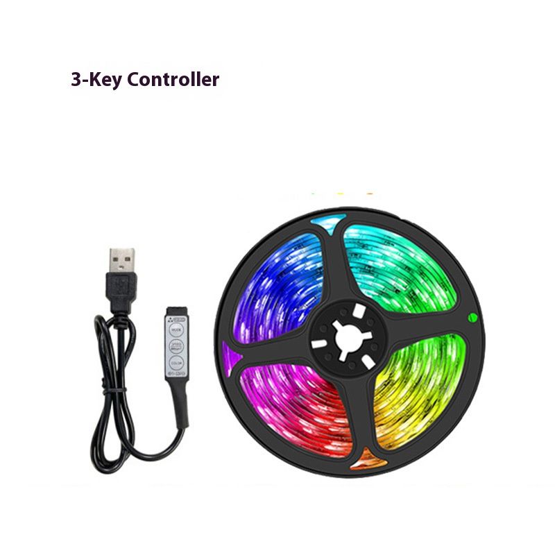 Tira de luces LED RGB de 5 V - SMD 5050, 60 LED/m, aplicación Bluetooth y control remoto, alimentación por USB, resistente al agua IP65, luz flexible_voghion.com