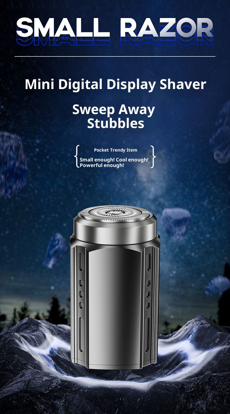Mini-Elektrorasierer – 3D-Schwebeklingen, LED-Anzeige, IPX7-wasserdicht, per USB wiederaufladbarer Reiserasierer für Männer (Gunmetal/Schwarz)_voghion.com