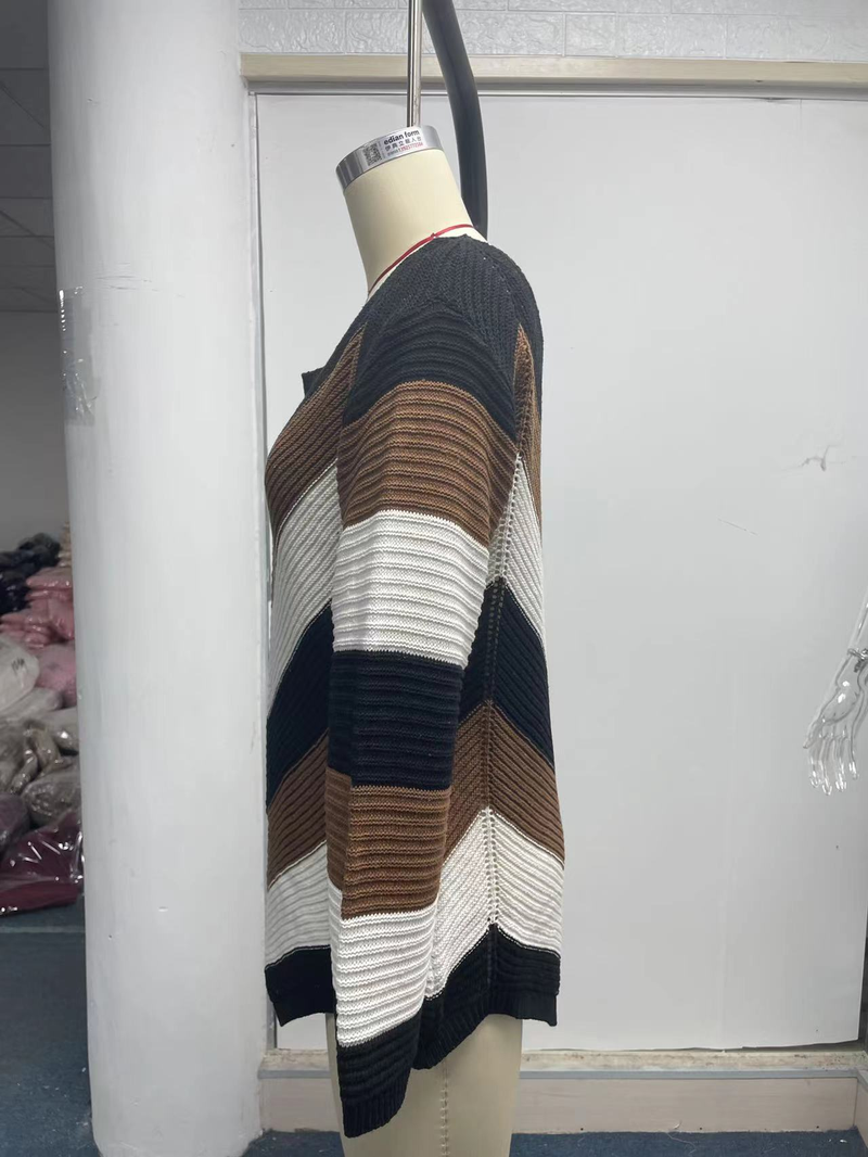 Damenbekleidung passend für Herbst und Winter, neues lockeres Oberteil, Schnee, farblich passender Strickpullover_voghion.com