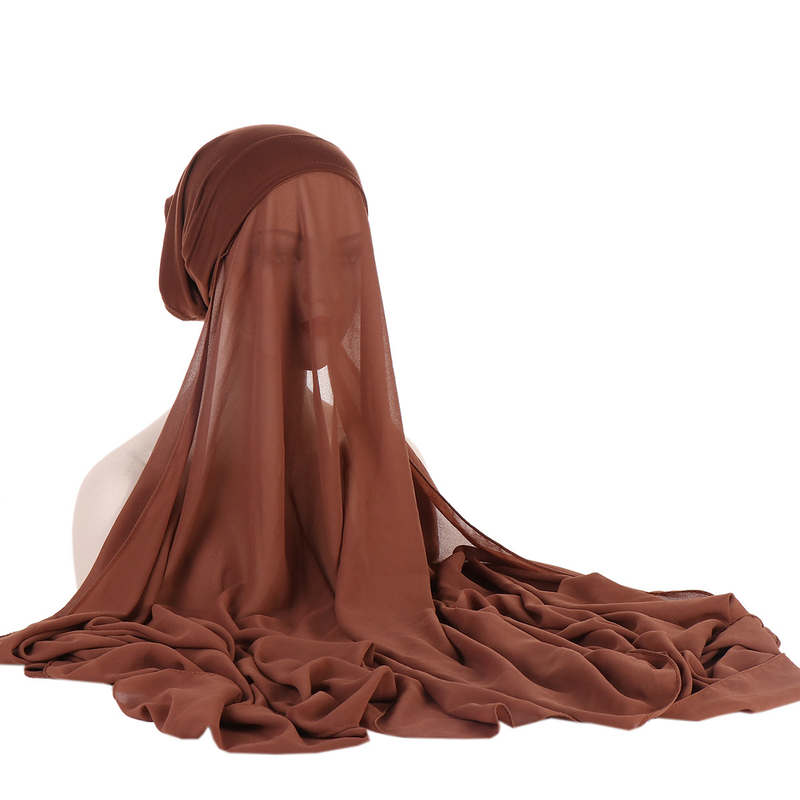 Women's Hats selling chiffon turban hat set monochrome pearl chiffon hat scarf set_voghion.com