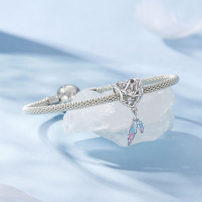 Herz-Traumfänger-Charm, Sterling-Silber-Charm_voghion.com