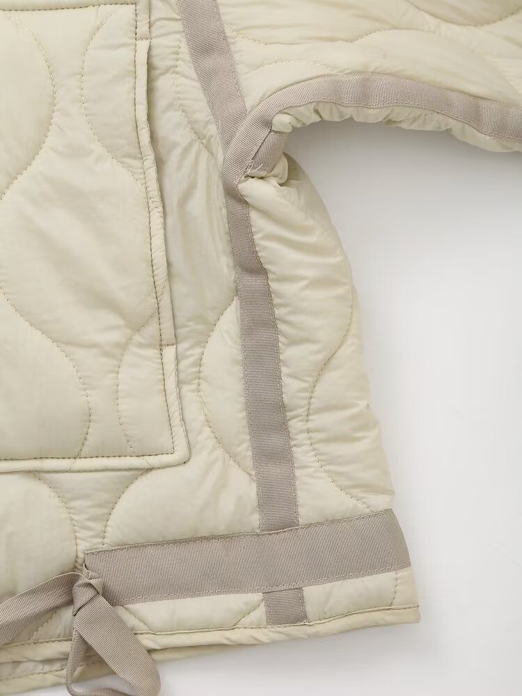Cappotto imbottito TRAF ZR Nuovo in Capispalla Fiocco Beige Corto Parka da neve Elegante Cappotto da donna di lusso Cappotti invernali caldi da donna_voghion.com