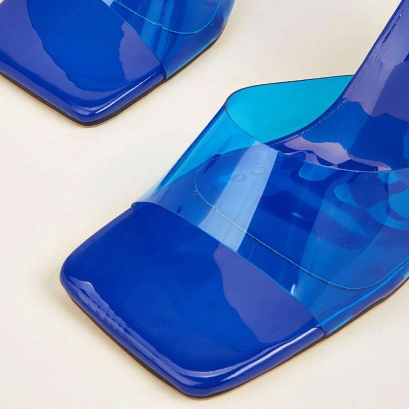 Square Head One Line High Heels Slipper Woman_voghion.com