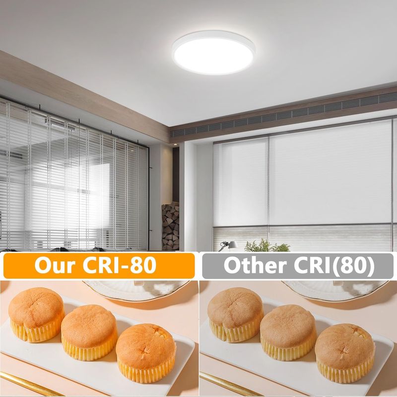 Glitzerlife Deckenlampe LED Deckenleuchte Weiß -Ø22cm Badezimmerlampe Flach Schlafzimmerlampe Kaltweiß 15W Küche Deckenbeleuchtung IP44 Wasserdicht Rund Flurlampe_voghion.com