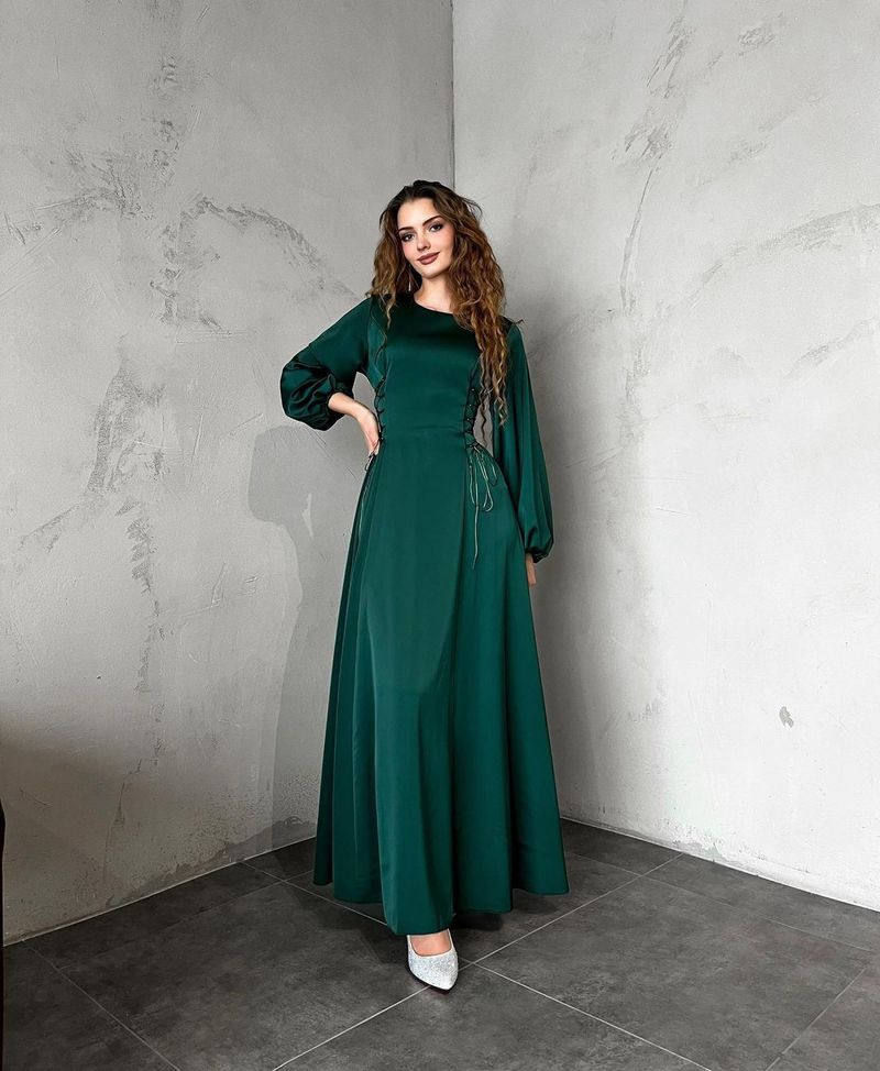 Women's Clothing Middle East Dubai Robe Solid Color Satin Long Skirt_voghion.com