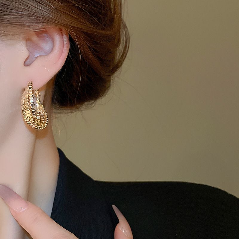 Orecchini in argento con ago freddo e vento, orecchini in argento rotti e intrecciati, nuovi orecchini piccoli e versatili, accessori per orecchini alla moda e di alta qualità_voghion.com